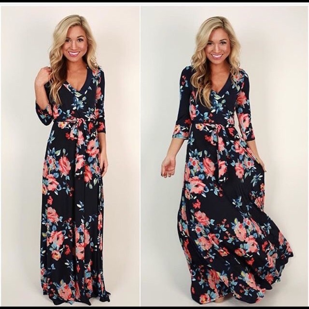 Floral Wrap Maxi Dress LG